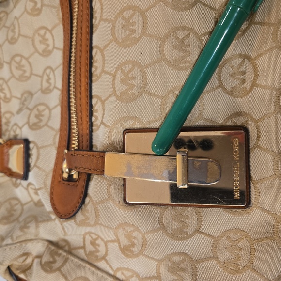 Michael Kors Calista Monogrammed Logo MK Handbag Crossbody Bag Brown - Picture 12 of 15